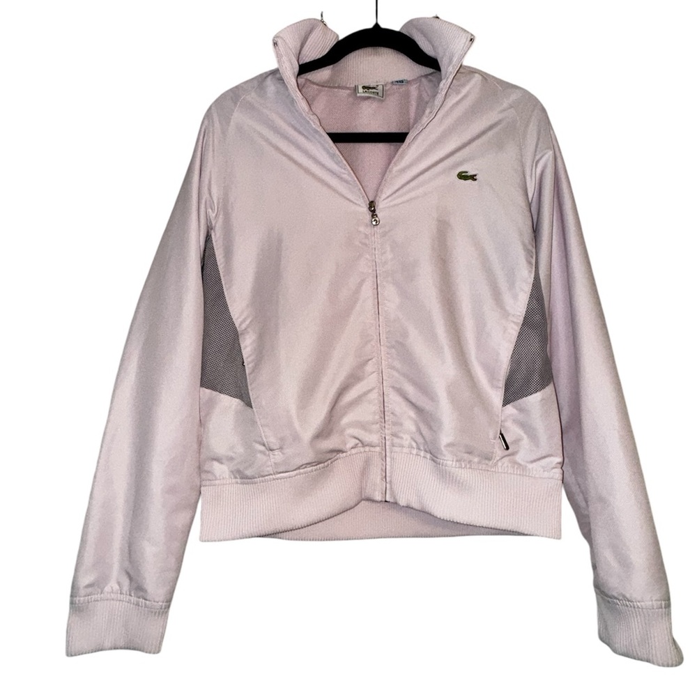 Lacoste pink track jacket woman’s UK 10 US 6 vintage mesh side detail